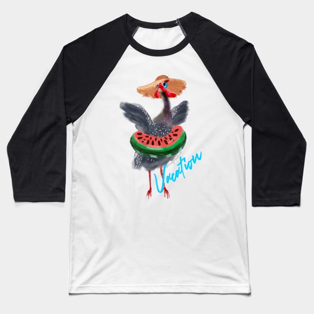 Guinea fowl vacation Baseball T-Shirt by Orangerinka